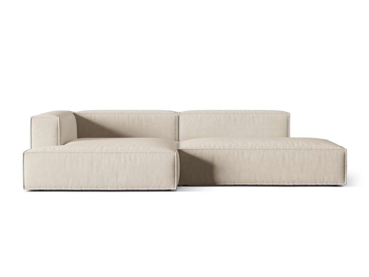 Coltar modular stanga 4 locuri, Nuria-88, Micadoni Home, 312x147x72 cm, catifea, bej Colțare